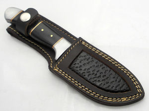 Couteaux à désosser en acier Damas faits à la main OEM pour revendeurs - Motif de lame Manche en bois et étui en cuir Poignée facile Couteau de camping - Product Image 6