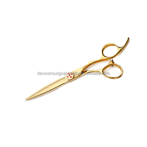 Ciseaux de coiffure en acier inoxydable de couleur or, outil de barbier, dépressoir - Product Image 4