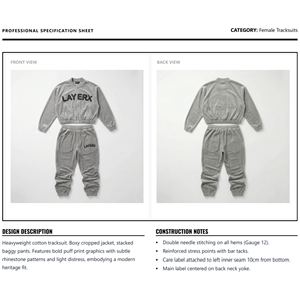 Conjunto Deportivo para Mujer, Ligero y Transpirable, de Algodón, con Sudadera con Pedrería, Pantalones Holgados, Estilo Urbano, Lavado Vintage - Product Image 6