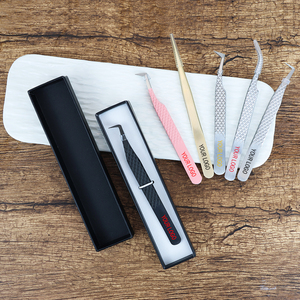 Custom Logo Eyelash Tweezers Stainless Steel Precision <b>Tools</b> <b>Box</b> Packaging <b>Pink</b> Black Silver Colors OEM Custom Branding - Product Image 5