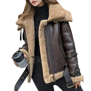 Chaquetas de cuero negro personalizadas de alta calidad de talla grande transpirable, chaqueta de mujer, chaqueta de cuero de manga de cuero para mujer - Product Image 1