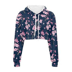 Tamaño personalizado bajo Moq algodón poliéster hecho mujeres Crop Top sudaderas con capucha Venta caliente mujeres Crop Top sudaderas con capucha - Product Image 1
