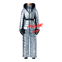 Rembourrage Combinaison Une Pièce Snowsuit Snowboard Veste Slim Neige Combinaison Fausse Fourrure Ski Outfit Imperméable Coupe-Vent