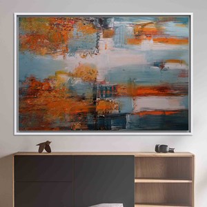 Autumn Landscape Printed Canvas: Modern Abstract Wall Art Decor,WHITE <b>FRAMED</b> CANVAS - Product Image 1