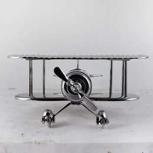 Decoración de Mesa para Sala de Estar, Modelo de Avión Biplano de Aluminio Fundido, Pulido Brillante, Artículos de Regalo Empresariales - Product Image 6