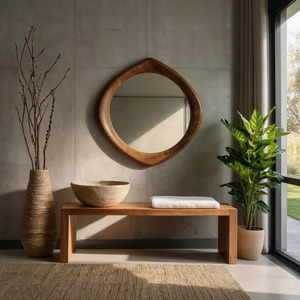 Private Labelling Traditional Style <b>Wooden</b> Wall <b>Mirror</b> <b>Frame</b> For Classic Home Wall Decor Blending Art And Function - Product Image 2