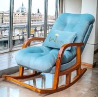 Vente chaude Colorodo Bois Brun Massif Designer Indien Fabriqué À La Main Chaise À Bascule Solide Inclinable De Luxe Accoudoir En Bois Inclinable
