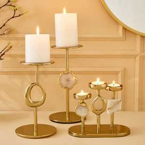 Elegant Gold Silver Wood Base Desk Accent Christmas Candle Stand Gold Silver Crystal Candle Holders Lanterns Candle Jars - Product Image 4