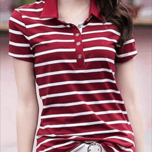 เสื้อโปโลคอตตอนคอตั้งสำหรับผู้หญิงเสื้อโปโลแขนสั้นใหม่สำหรับฤดูร้อน - Product Image 1