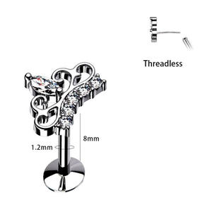 Bijoux de <span class=keywords><strong>piercing</strong></span> sans fil pour les lèvres et le ventre en acier inoxydable 16g vente en gros clous de nez à dos plat <span class=keywords><strong>Labret</strong></span> à poussoir pour femmes - Product Image 3