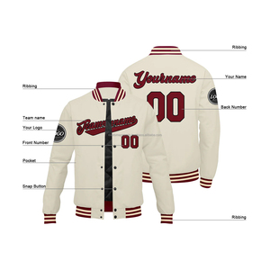 Veste universitaire en laine et cuir à manches courtes aspect rétro patchs personnalisés brodés à col montant et logo sur le devant Placement-MCACVJ36 - Product Image 4