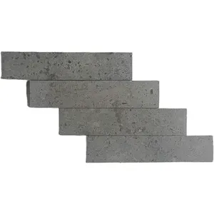 Lagos Azul 6x12 Mosaico de espiga Azulejo de piedra caliza pulida Moderno para Villa Sala de estar al aire libre Piso contra salpicaduras (4 hojas) - Product Image 1