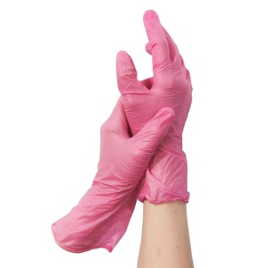 Guantes de seguridad de nitrilo rosa de alta calidad, cómodos, estirables, de destreza mejorada, muestra gratis para protección multiaplicación - Product Image 1