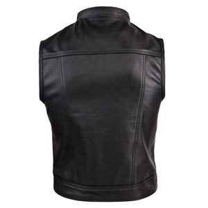 Genuine Leather Vest Men Sleeveless Motorcycle Biker <b>Waistcoat</b> Cowhide Lambskin OEM Custom Logo Wholesale Factory Direct Supply - Product Image 2