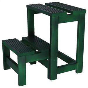 WELL HOME Sgabello a 2 gradini in legno con finitura verde 32x23x40 cm - Product Image 1