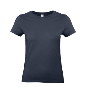 Toile-T-shirt à manches courtes à côtes extensibles pour femmes T-shirt noir solide à col rond en coton mélangé - Product Image 2