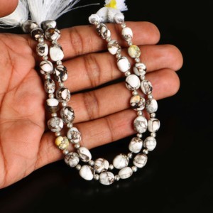 Cuentas de turquesa Mohave de cobre de 6x8-8x10 mm, cuentas de turquesa lisa, cuentas de turquesa blanca para la fabricación de joyas, 8 pulgadas. - Product Image 2