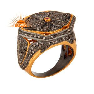 Vente chaude en argent Sterling diamant naturel et rubis pierre précieuse déclaration bague bijoux personnalisés pour les femmes cadeau pour elle - Product Image 1