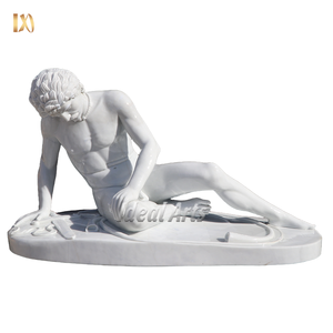 Escultura de Guerrero griego de piedra Natural de artes ideales, estatua de mármol blanco tallada a mano de La Galia moribunda para decoración de jardín o interior - Product Image 1