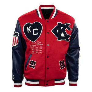 Venta al por mayor hombres Varsity Letterman chaqueta Casual Streetwear con parches bordados de chenilla personalizados OEM College Baseball Coat - Product Image 2