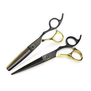 Nouveau meilleur couteau à cheveux professionnel en acier inoxydable noir-or de haute performance, 6,0 pouces, haute durabilité, pour la coupe de cheveux et la coiffure - Product Image 3