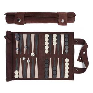 Juego de backgammon de cuero de lujo con costuras intrincadas y elegante tablero de backgammon de cuero hecho a mano - Product Image 1