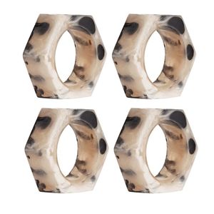 Rond de serviette en résine de marbre beige fait à la main décor de table unique accessoire de salle à manger élégant parfait pour les paramètres de dîner printemps été - Product Image 2