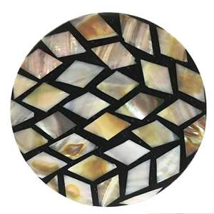 Mother of Pearl Posavasos Set Negro Blanco Fregona Venta caliente de madera personalizada nácar Posavasos Set con color natural - Product Image 2