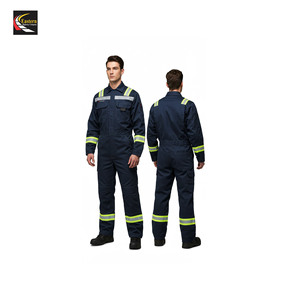 Tiras reflectantes de algodón 80%, mono de manga larga de una pieza, ropa de trabajo bordada, traje de protección laboral para ropa de soldadura - Product Image 3