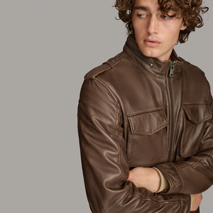 Veste de terrain en cuir pour homme, cuir véritable de qualité supérieure, vêtements d'extérieur, plusieurs poches, style classique, mode décontractée, fabricant OEM ODM - Product Image 5