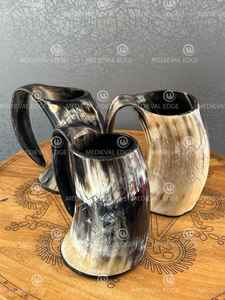 Chope à bière ou hydromel de style religieux médiéval avec corne de buffle naturelle avec poignée confortable, nouveauté - Product Image 2