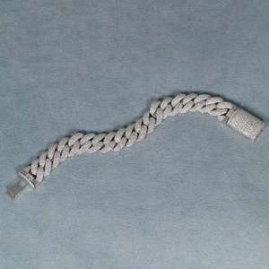 Iced Out Round Cut VVS Moissanite Diamond Cuban Link Bracelet Cadeau pour la mode masculine en argent sterling 925 - Product Image 3