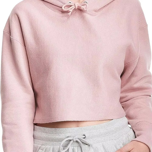 Sudadera con capucha de algodón 100% para mujer de alta calidad, Top corto de estilo informal de invierno con tela de punto de diseño impreso - Product Image 5
