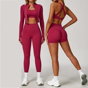 Best Wholesale Women Seamless Yoga 3 Pcs Set High Waist Wide Leg Pants With <b>Spaghetti</b> Strap Crop Top Solid White Breathable - Product Image 6