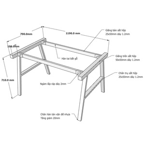 AConcept HCAC006 Industrial Design Assembly Table Legs Heavy Duty 80x120 - Product Image 3