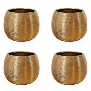 Pot de fleurs au design moderne, artisanal, à motifs, finition dorée, pour les cérémonies, les célébrations, usage décoratif - Product Image 1