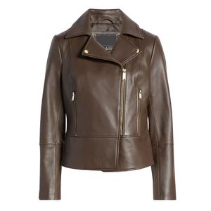 Chaqueta de Cuero de Invierno para Mujer, Estilo Americano, Manga Larga, Cuello Alto Vintage, Transpirable, Acabado de Alta Calidad, Venta al Por Mayor - Product Image 5