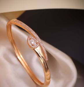 Premium Zircon Stone Gold Rose Gold Plated Snake <b>Inspired</b> Bangle Style <b>Bracelet</b> Lightweight Durable Design for Women Trendy - Product Image 2
