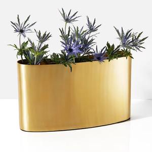 Jarrón liso con forma de rectángulo de lujo en acabado dorado, elegante centro de mesa decorativo para regalar bodas y decoración de inauguración de la casa - Product Image 1