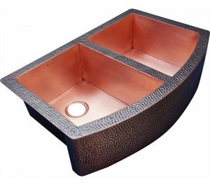 Évier de cuisine rustique en cuivre surdimensionné pour le remodelage de la cuisine de ferme avec finition élégante avant de tablier artisanal martelé - Product Image 4