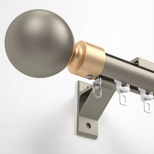 Embouts en métal fini gris poli avec une forme minimaliste conçue pour améliorer les arrangements de quincaillerie de rideau modernes - Product Image 1