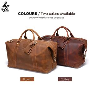 Sac de voyage personnalisable en cuir véritable, grande capacité, imperméable, surdimensionné, pour week-end ou nuitée - Product Image 5