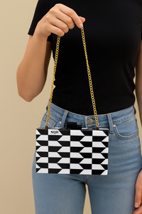 Pochette de soirée de luxe faite à la main en bois et résine, durable et écologique, avec incrustation géométrique, sac à bandoulière avec chaîne, logo personnalisé - Product Image 5