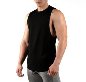 Camiseta sin mangas informal de verano para hombre, chaleco de gimnasio transpirable de talla grande con logotipo personalizado, Camiseta deportiva de punto lavada de Color sólido - Product Image 1