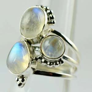 Rainbow Moonstone 925 Sterling Silver Handmade Statement Ring Men's Boho June Birthstone Jewelry Perfect Gift for Her Birthday - Product Image 2