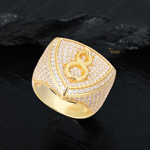 À la mode 10K Or Massif Serpent Conception Bouclier Anneau Étincelant Laboratoire Cultivé Diamants Hip Hop Glacé Bijoux pour Hommes Style De Mode - Product Image 4