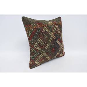 Multicolor Bohemian <b>18x18</b> Wool Pillow Portable Vintage Embroidered Woven Cushion for Bedding Floor Decor 14x14 Inch Decorative - Product Image 3