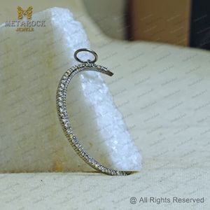 Oxidado 925 Plata Pave diamante media luna colgante hecho a mano joyería fina al por mayor, colgante para regalo joyería Unisex - Product Image 5