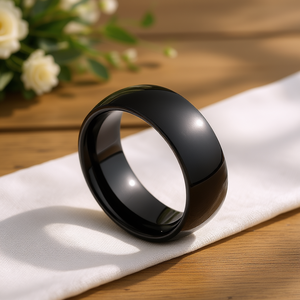 Anillo de Boda de Carburo de Tungsteno Negro de 4 mm, Ajuste Cómodo, Unisex, Tallas 5-13, Estilo Clásico, Joyería Fina - Product Image 1