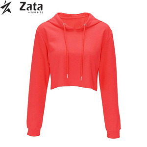 Popular otoño tejido recortado Tops sudaderas con capucha logotipo frontal marca personalizada serigrafía bajo MOQ ropa de mujer de alta calidad - Product Image 4